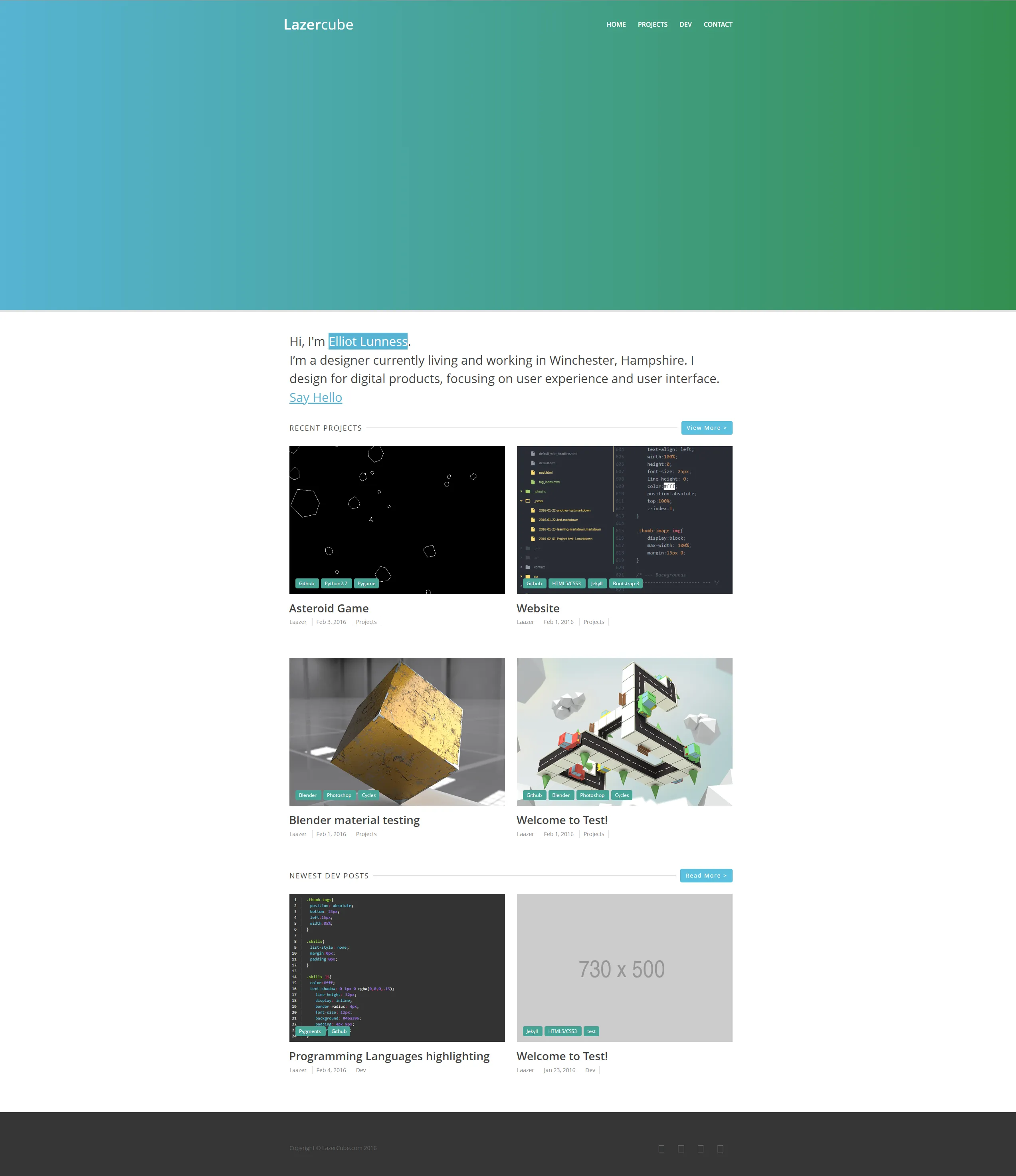 First screenshot of portfolio march 05 2016