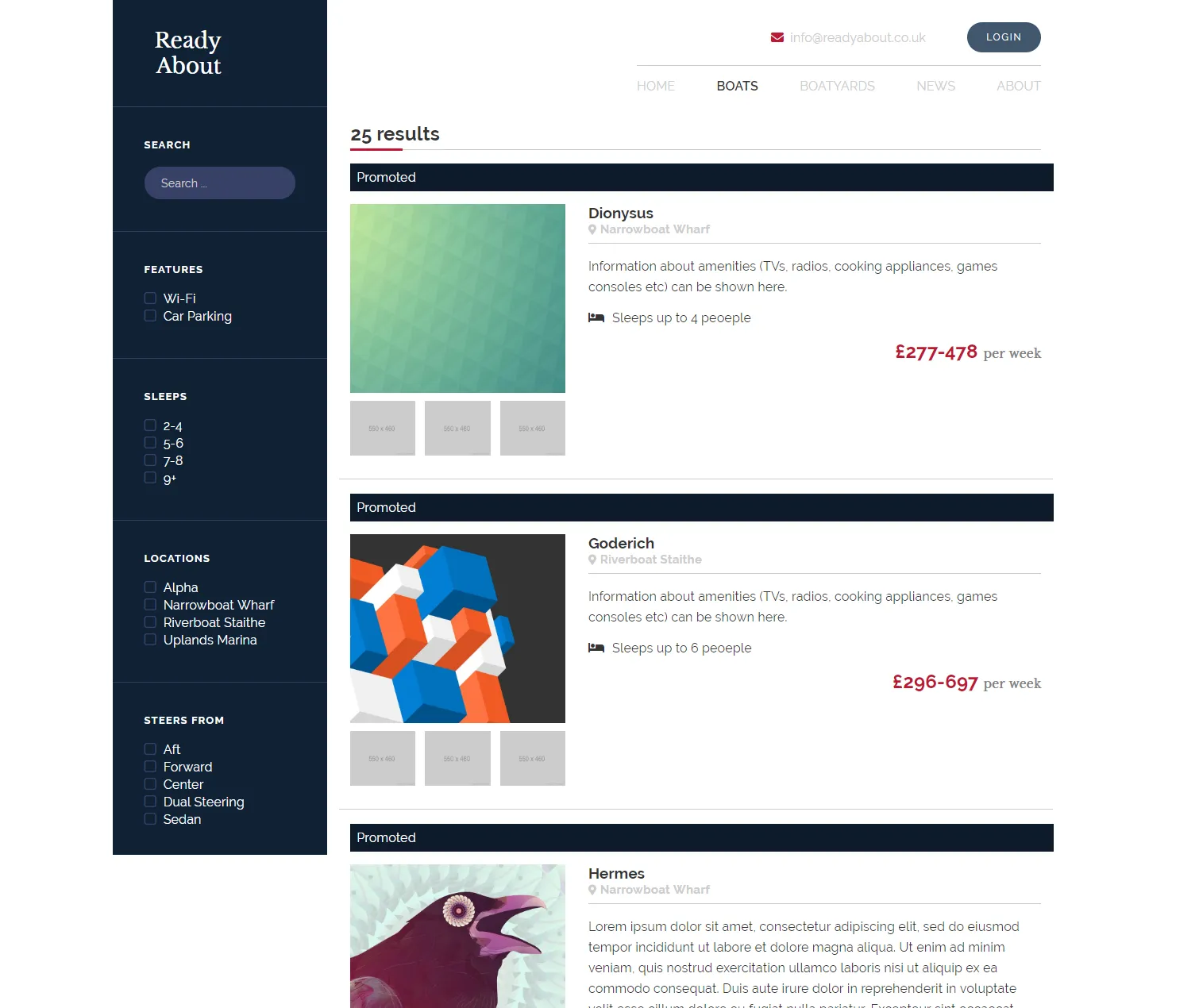 ReadyAbout screenshot of search results